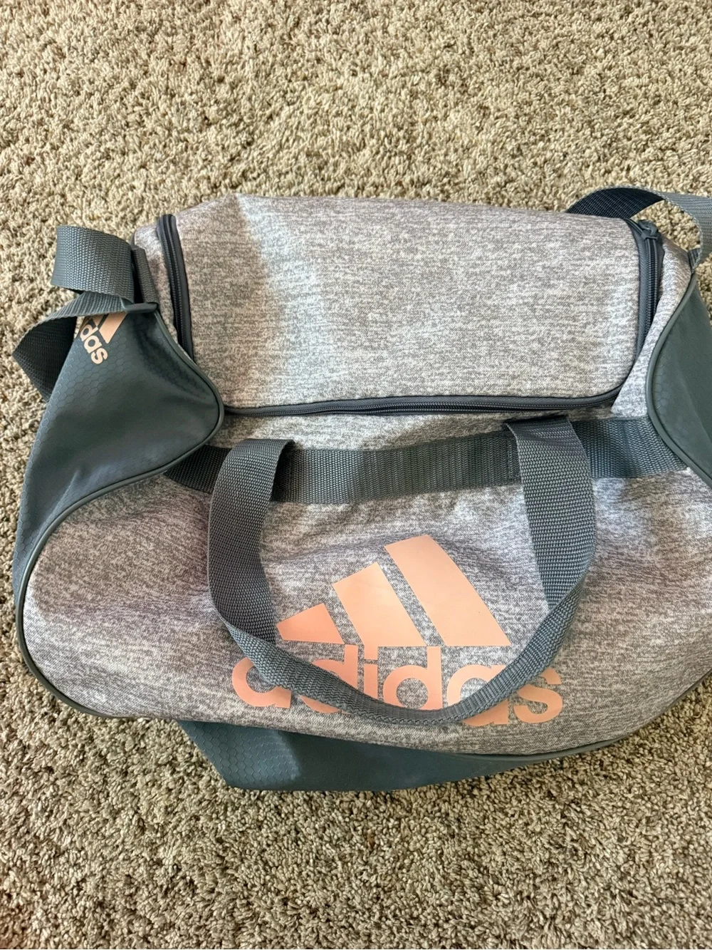 adidas Kids Heather Gray Tote with Pink Logo